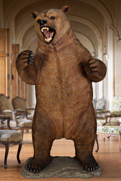 Growling Grizzly Bear Life-Size Statue Fiberglass Low Price Wildlife Sculptures